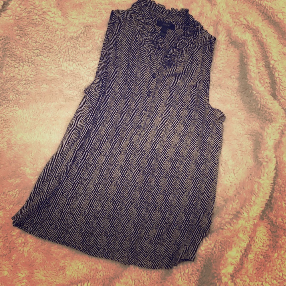 Ruffle neck sleeveless blouse - cute for work!!